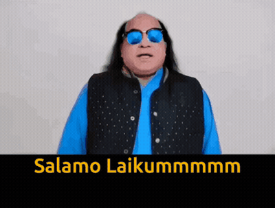 Man In Sunglasses And Blue Vest Says Salamo Laikummmmm GIF