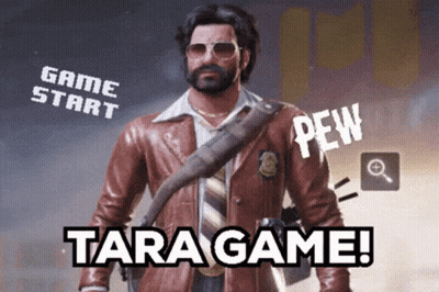 Man In Sunglasses And Brown Leather Jacket Says Tara Game GIF