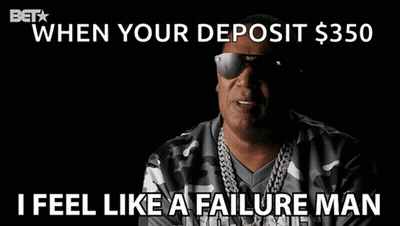 Man In Sunglasses And Camo Shirt Saying When Your Deposit $ 350 I Feel Like A Failure Man GIF