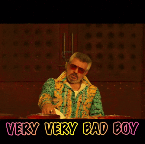Man In Sunglasses And Colorful Shirt Saying Very Very Bad Boy GIF