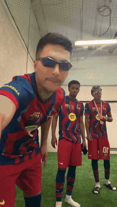 Man In Sunglasses And FCB Jersey GIF