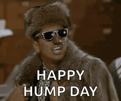 Man In Sunglasses And Fur Coat Says Happy Hump Day GIF