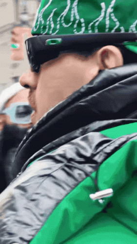 Man In Sunglasses And Green Brooklyn Hat GIF