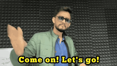 Man In Sunglasses And Green Jacket Saying Come On Let's Go GIF