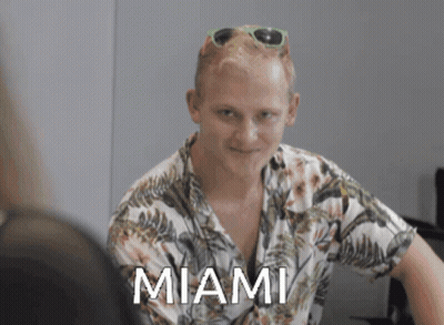 Man In Sunglasses And Hawaiian Shirt Says Miami GIF