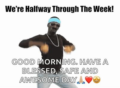 Man In Sunglasses And Headband Says We're Halfway Through The Week GIF