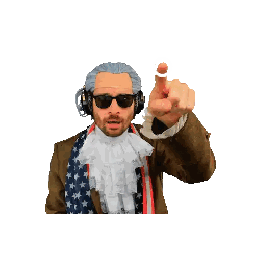 Man In Sunglasses And Headphones Pointing Up Sticker
