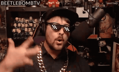 Man In Sunglasses And Headphones Saying Beetlebombtv At Microphone GIF