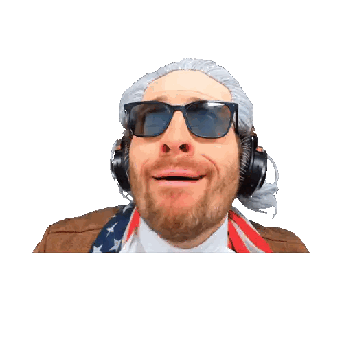 Man In Sunglasses And Headphones With American Flag Sticker