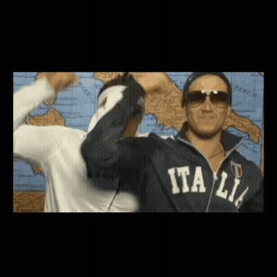 Man In Sunglasses And Jacket Saying Italia GIF