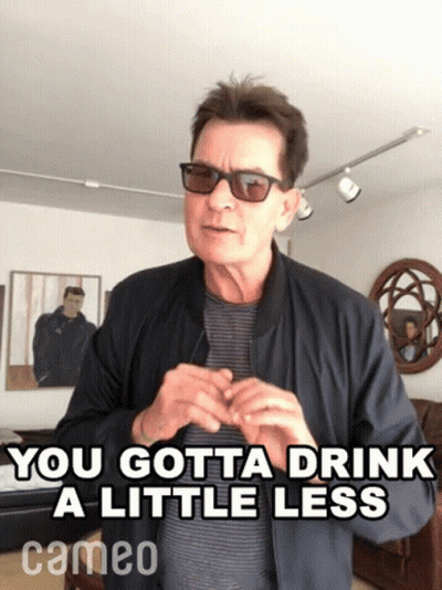 Man In Sunglasses And Jacket Says You Gotta Drink A Little Less Cameo GIF