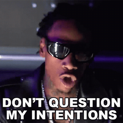Man In Sunglasses And Leather Jacket Says Don't Question My Intentions GIF