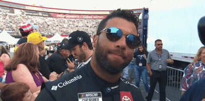 Man In Sunglasses And Nascar Shirt GIF