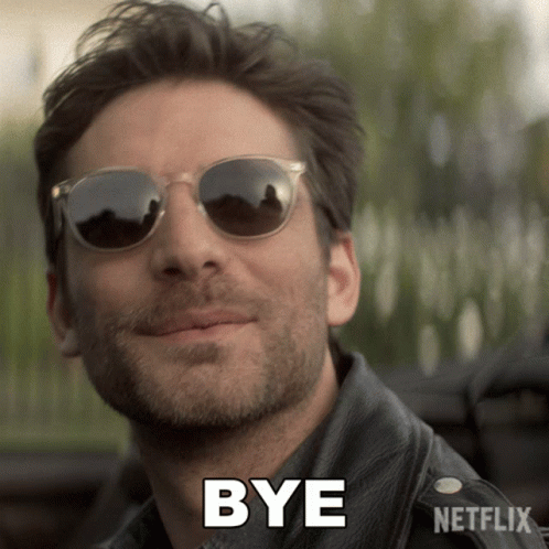 Man In Sunglasses And Netflix Jacket Saying Bye GIF