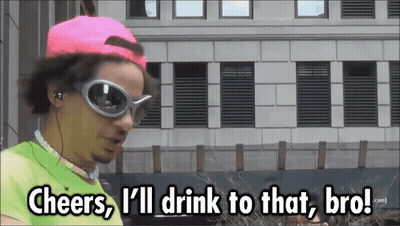 Man In Sunglasses And Pink Hat Cheers Bro GIF