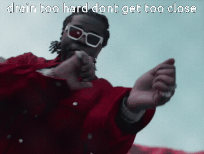 Man In Sunglasses And Red Jacket Saying Drain Too Hard Don't Get Too Close GIF