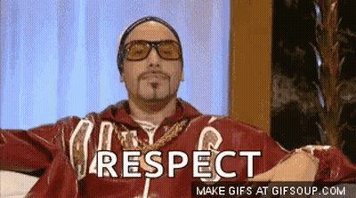 Man In Sunglasses And Red Jacket Sitting Says Respect GIF