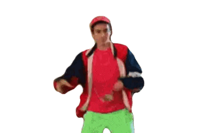 Man In Sunglasses And Red Shirt Adjusting Hat Sticker