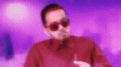 Man In Sunglasses And Red Shirt On Purple Background GIF