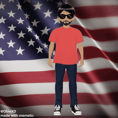 Man In Sunglasses And Red Shirt With American Flag GIF