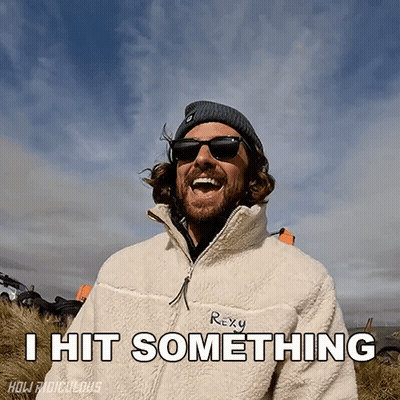Man In Sunglasses And Rexy Jacket Saying I Hit Something GIF