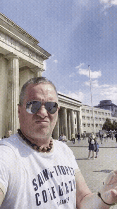Man In Sunglasses And Saint-Tropez Shirt GIF