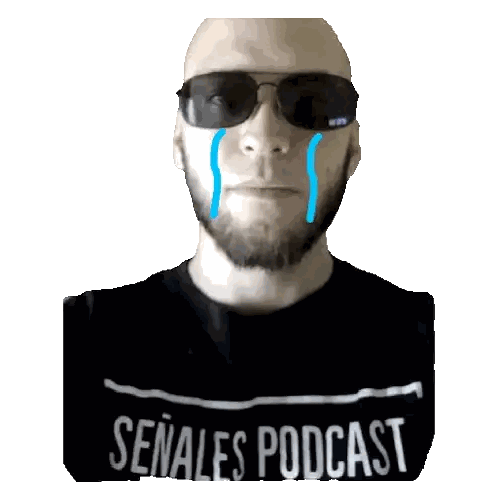 Man In Sunglasses And Señales Podcast Shirt Crying Sticker