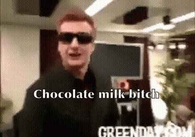 Man In Sunglasses And Suit Says Chocolate Milk Bitch GIF