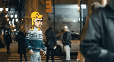 Man In Sunglasses And Sweater Dancing On Boardwalk, Another Watching GIF