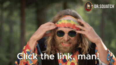 Man In Sunglasses And Tie Dye Headband Says Click The Link GIF