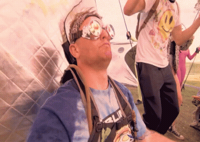 Man In Sunglasses And Tie Dye Shirt GIF