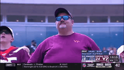 Man In Sunglasses And Vt Shirt Watching Football GIF
