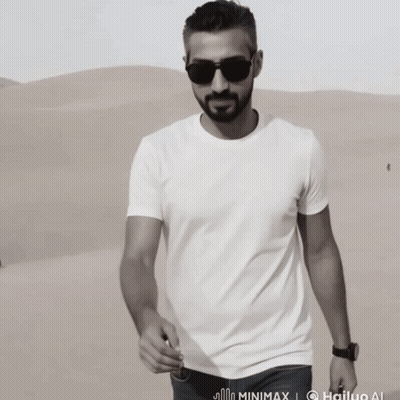 Man in Sunglasses and White T-Shirt Standing in Desert