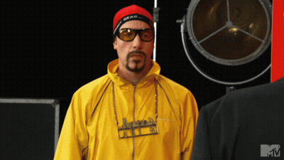 Man In Sunglasses And Yellow Jacket With MTV Logo GIF