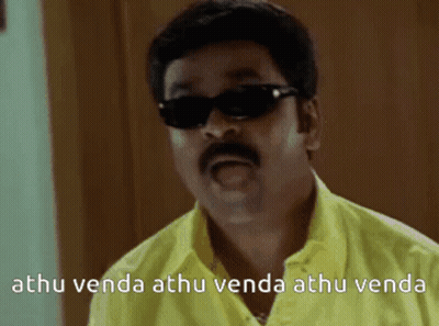 Man In Sunglasses And Yellow Shirt Says Athu Venda Athu Venda GIF