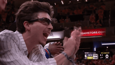 Man In Sunglasses Applauding At Basketball Game Banner Bamstore.com GIF