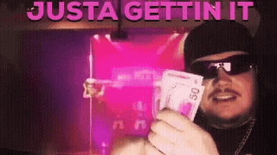 Man In Sunglasses Holding Money GIF