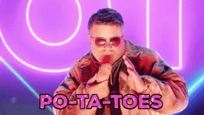 Man In Sunglasses Holding Potato By Potato Toes Sign GIF