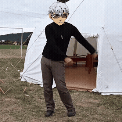 Man In Sunglasses In Front Of Tent GIF