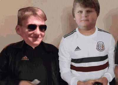 Man In Sunglasses Next To Boy In Adidas Jersey GIF