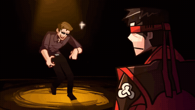 Man In Sunglasses Next To Man In Red Cape GIF