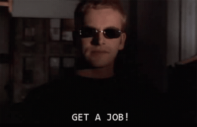 Man In Sunglasses Pointing Saying Get A Job GIF