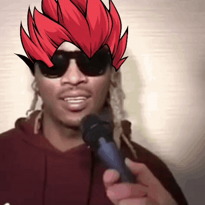 Man In Sunglasses Red Wig Singing Into Microphone GIF