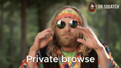 Man In Sunglasses Saying Private Browse Dr. Squatch Logo GIF