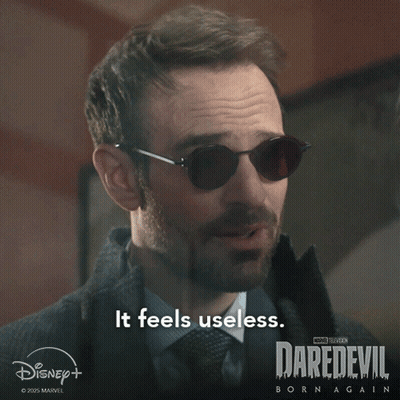 Man In Sunglasses Says It Feels Useless Daredevil Born Again Poster GIF