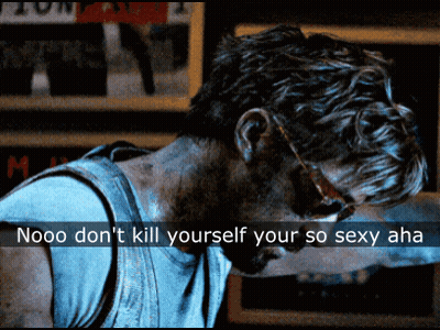 Man in Sunglasses Says Nooo Don't Kill Yourself Your So Sexy Aha