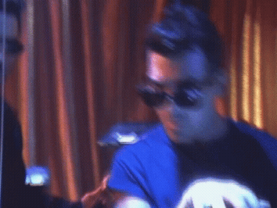 Man In Sunglasses Sitting At Keyboard GIF