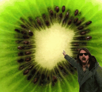 Man In Sunglasses With Large Kiwi Slice GIF