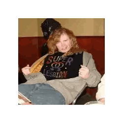 Man In Super Lesbian Shirt Sitting Sticker