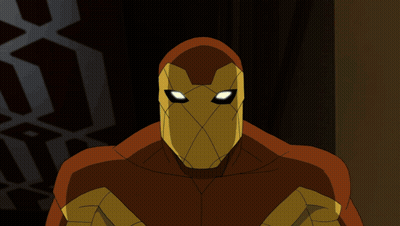 Man In Superhero Costume Holding Glowing Circles GIF